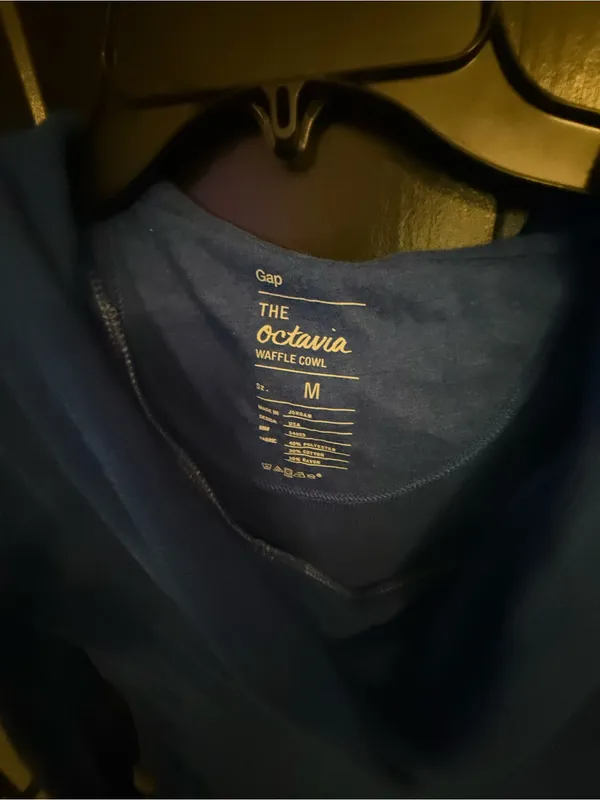 GAP Octavia Waffle Cowl Neck Top - Blue - Image 2
