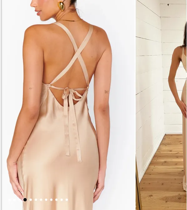 Show Me Your Mumu Anderson Maxi Dress Champagne Luxe Satin - Image 3