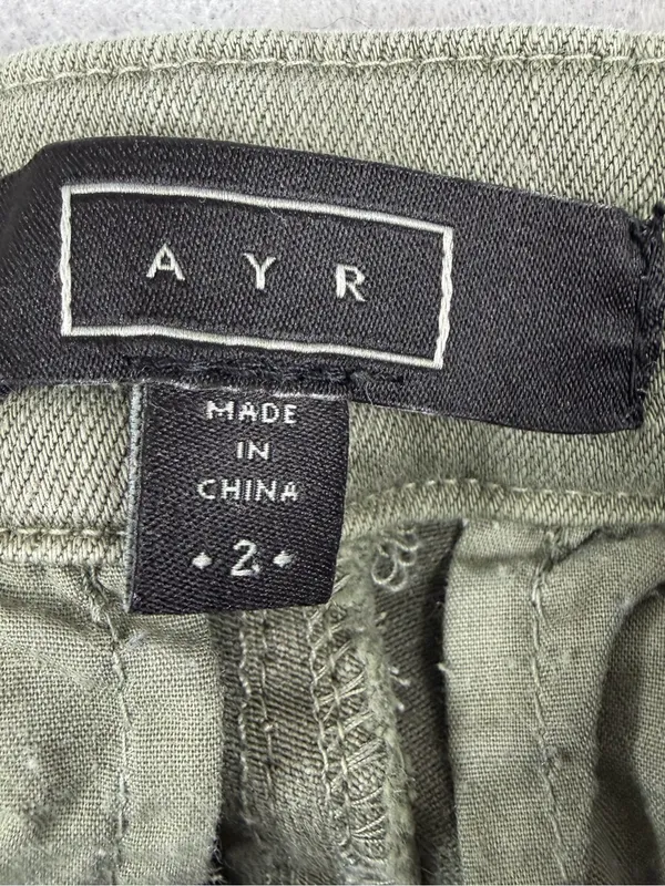 AYR Pants Womens 2 Sage Green Moto Utility Slim Ankle Zip Stretch Cotton - Image 7