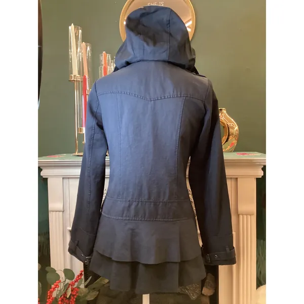 Maurice's Black‎ Hooded Ruffle Hem Jacket Womens Size S - Image 4