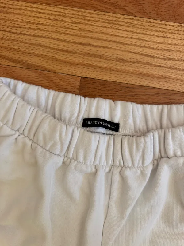 Brandy Melville White Rosa Sweatpants - Image 3