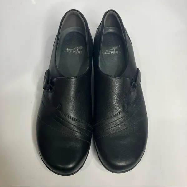 Dansko Franny‎ black leather slip on shoes loafers women's size 40 professional - Image 3