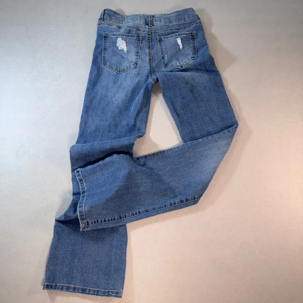 BCBGeneration Womens Mid Rise Bootcut Distressed Jeans Blue Size 7/28 - Image 3