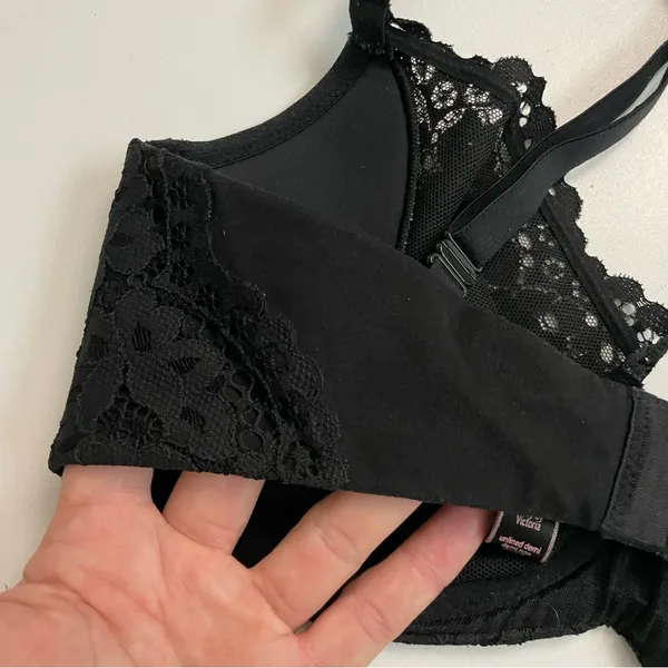 Victorias Secret Bra Unlined Demi Underwire Floral Lace Convertible Black - Image 6
