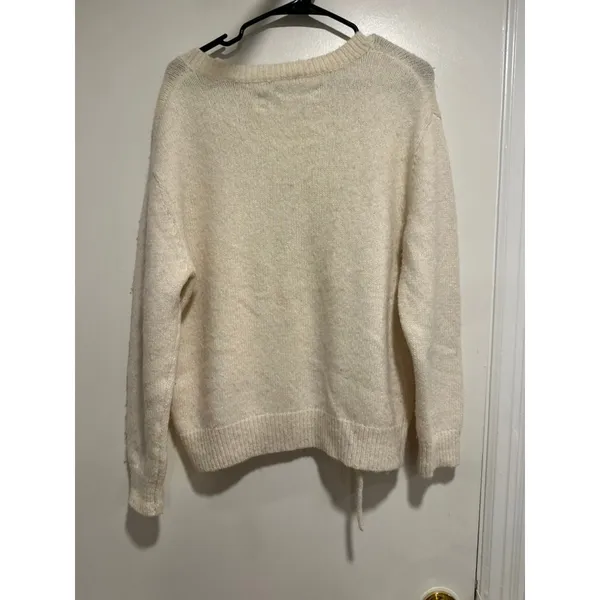 IRO Side Lace-Up V-Neck Alpaca Blend Sweater Sz:XS Cream White MYLO - Image 2