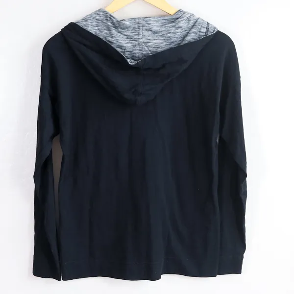LRL Ralph Lauren Jeans Co Black Long‎ Sleeve Henley Hoodie Size M Y2K Activewear - Image 3