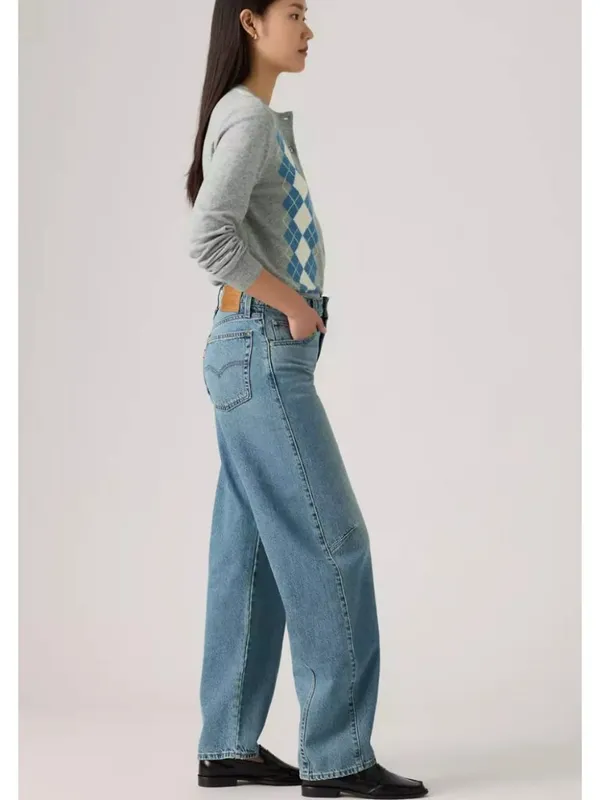 New Levi's Premium 27x32 Baggy Dad Barrel Women's Jeans Easy Days Medium Wash - Image 6
