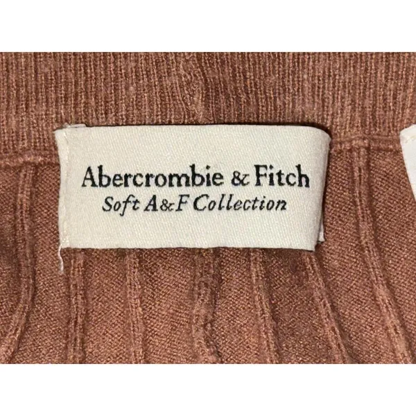 Womens Abercrombie & Fitch Soft AF Brown Tan Ribbed Knit Wide Leg Pants Size M - Image 3