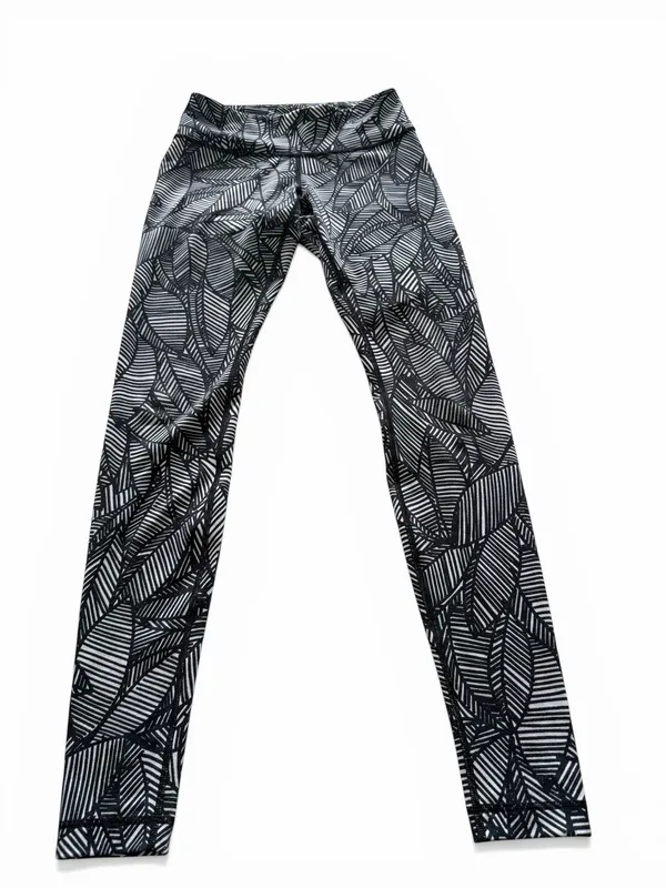 Lululemon Wunder‎ Under Full-On Luon Pant Banana Leaf White Black Size 6 - Image 3