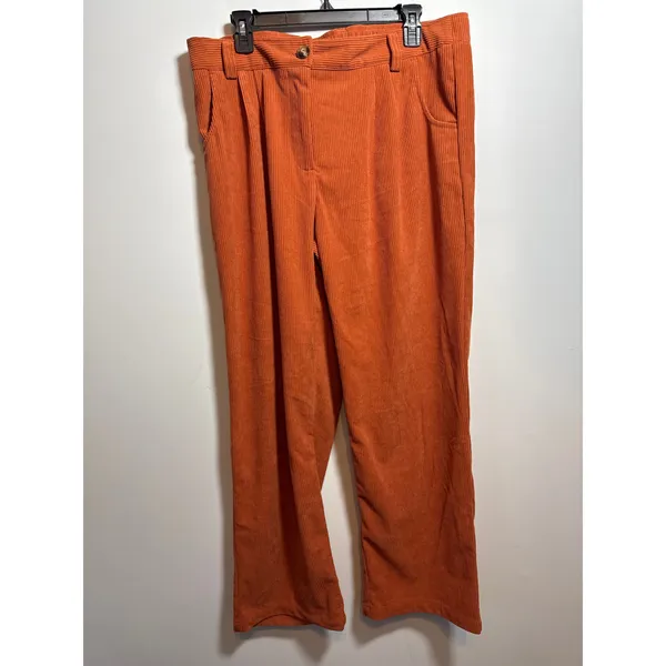 Halara Women's High Rise Button Corduroy Casual Pants Light Brown XL NWT - Image 4