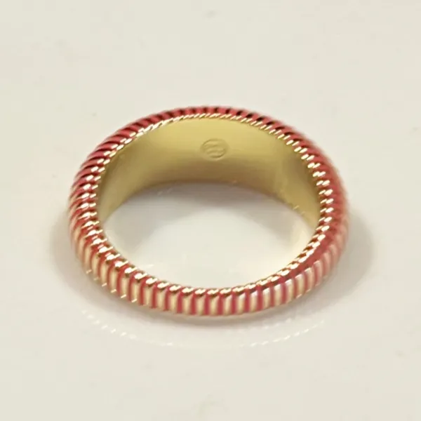 GORJANA 18k Gold Plated Catalina Enamel Ring Gold Pink Striped Boho Chic Size 7 - Image 4