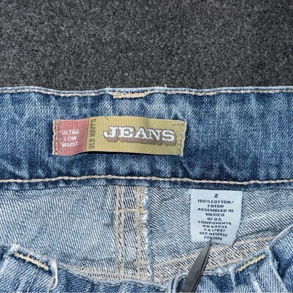 Vintage Old Navy Ultra Low Rise Micro Mini Jean Booty Shorts Blue Denim Sz 2 Y2K - Image 7