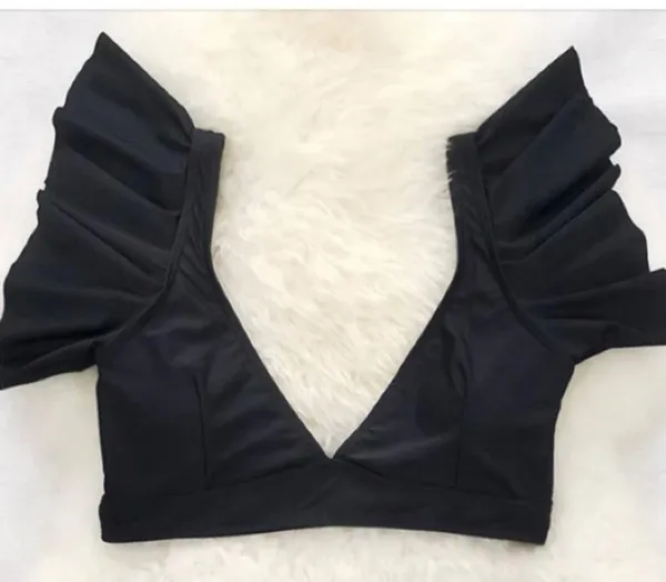 NWT Black Lrg Bikini Top w/ shoulder ruffles | Brand/Sporlike - Image 5