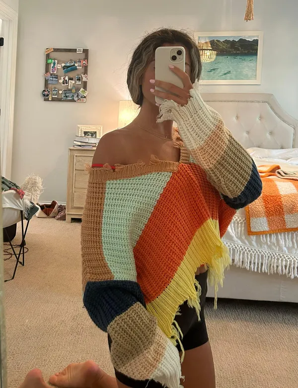 Storia Colorblock Frayed Sweater - Image 3