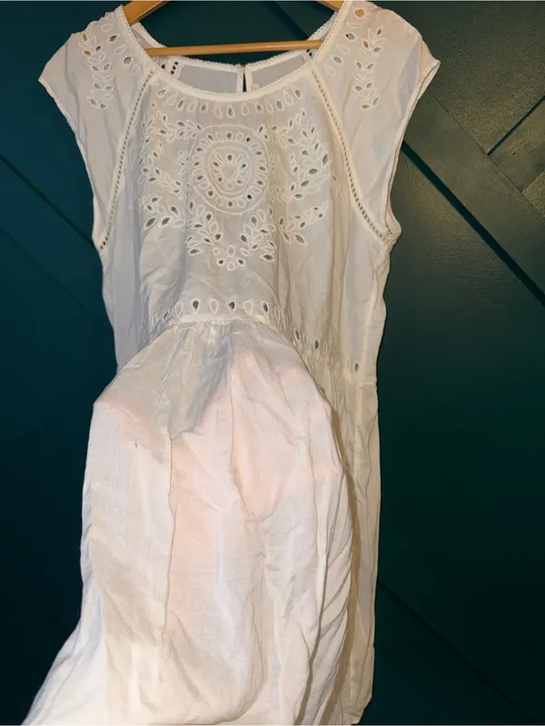 American Eagle Outfitters White Eyelet Embroidered Babydoll Mini Dress Coverup - Image 7