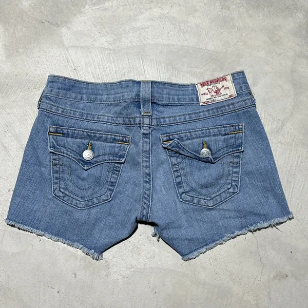 True Religion Women's SZ 28 Keira Cut Off Short USA MADE Micro Shorts Y2K - Image 2
