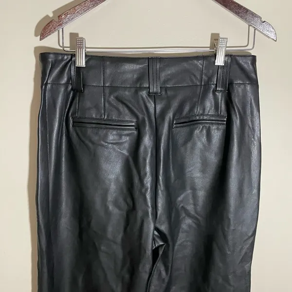 Anthropologie The Naomi Wide Leg Flare Pants Faux Leather - Image 6