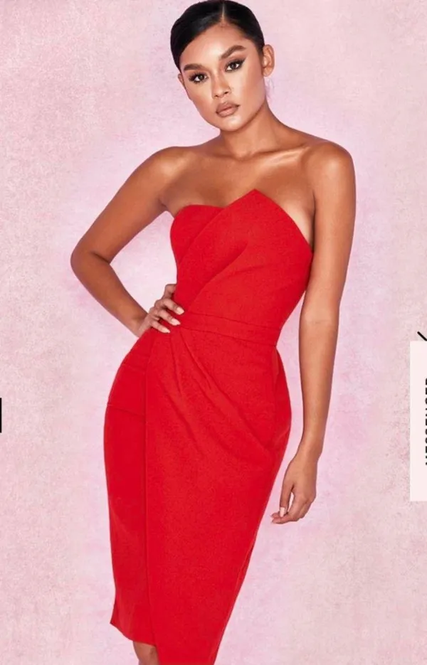 House Of CB NWT UMA RED FOLD FRONT MINI DRESS - Image 2