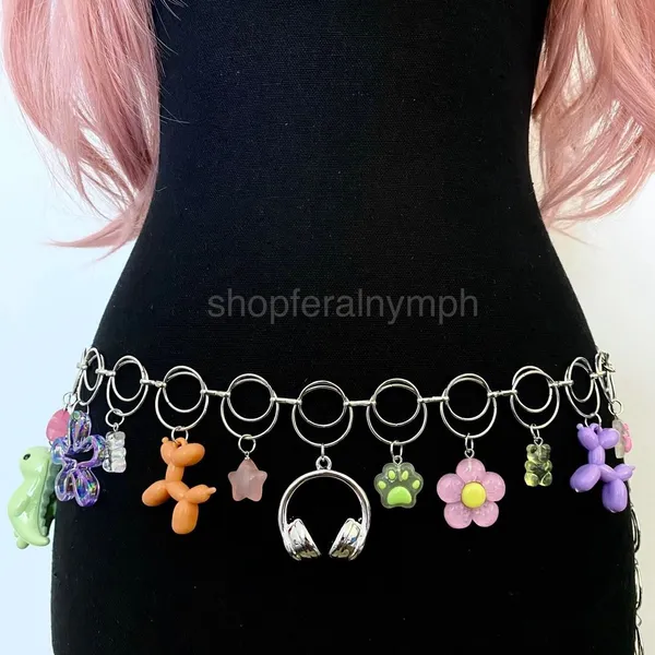 Silver Harajuku Y2K Dopamine Handmade Chain Belt, Fits 21-40 Inches, X7GA1398 - Image 3