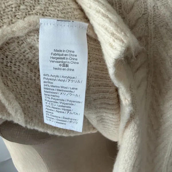 J.Crew Cream Cable Knit Sweater Women’s Large Ivory Wool Blend - Image 7