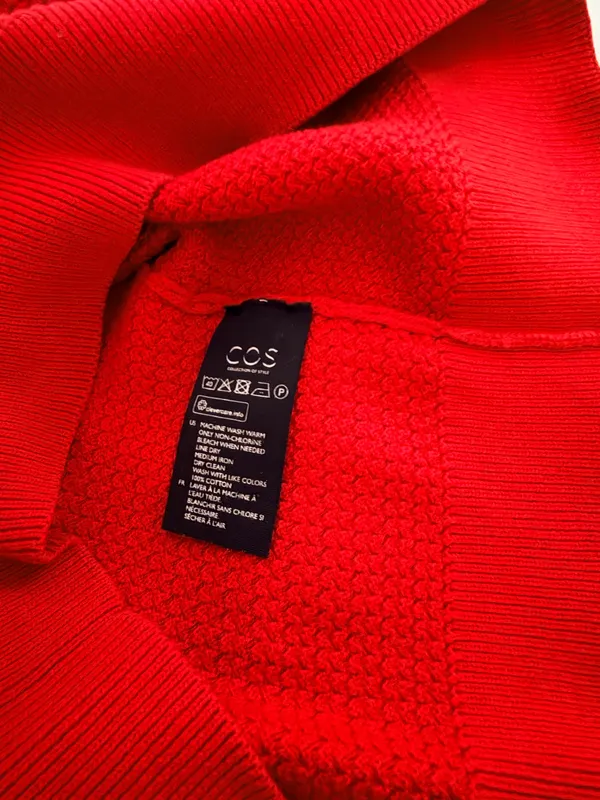 COS Red Textured Knit Crewneck Sweater M - Image 5