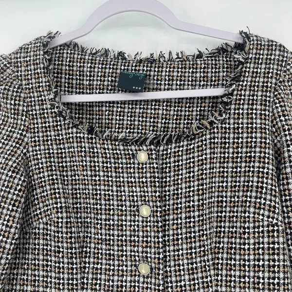 Gabby Skye Tweed Dress Sz 4 Ivy Preppy Academia 60s Mod Style Pearl Fringe Trim - Image 3