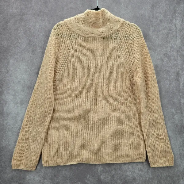 Pink Knit Gold Metallic Long Sleeve Pullover Cardigan Sweater Medium‎ - Image 2