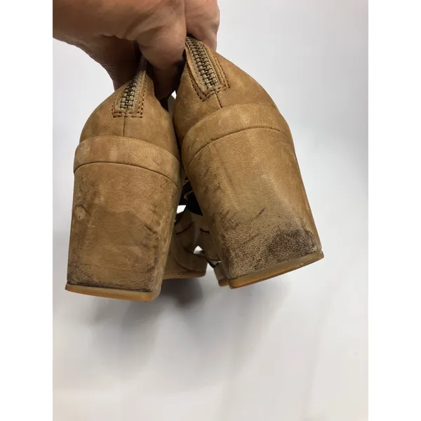Eileen Fisher Wedge Sandals Womens 9 Brown Fair Suede Lace Up Gladiator Zip - Image 5