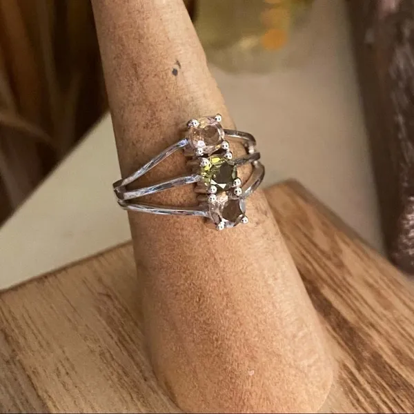 Natural Multi Tourmaline Solid Sterling Silver Ring Size 6 - Image 3