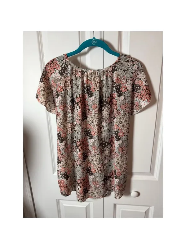 SimpleFun Floral Blouse L Brown Pink Size L - Image 2
