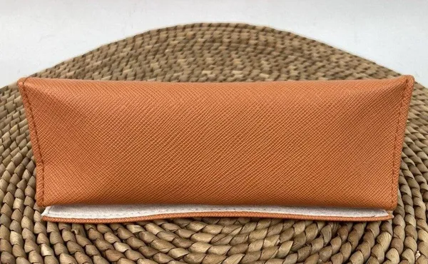 * Tory Burch Saffiano Leather Orange Eye Reading Glasses Case Gold Logo Snap - Image 5