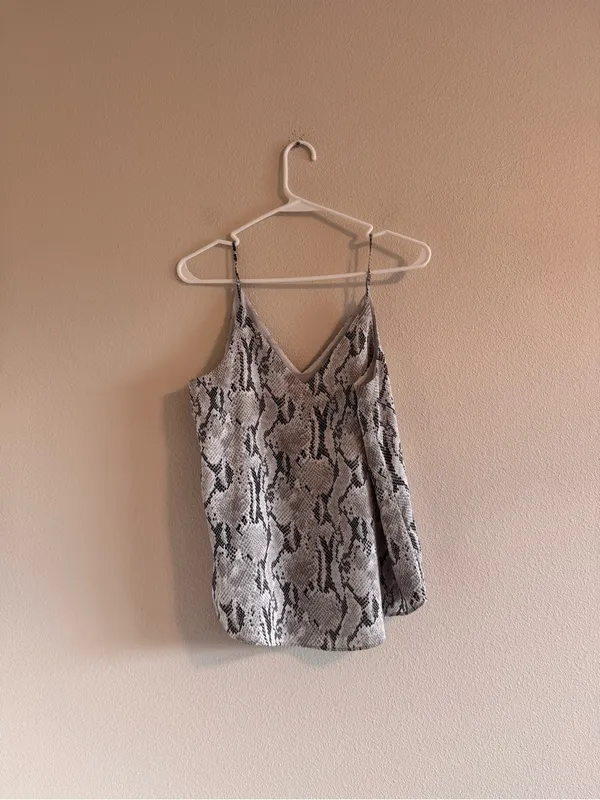 Express Snake-Print Slip Cami - Black & Gray - Image 3