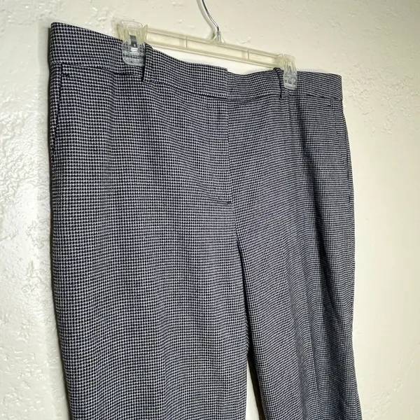 Ann Taylor Pants 16 Gray Black Houndstooth Women's Straight Leg Career Classic‎ - Image 3