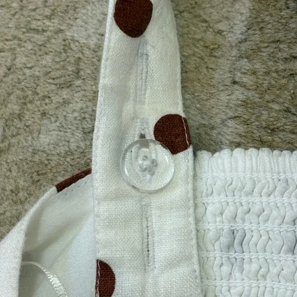 Abercrombie & Fitch BNWOT white brown polka dot crop front tie tank top women L - Image 6