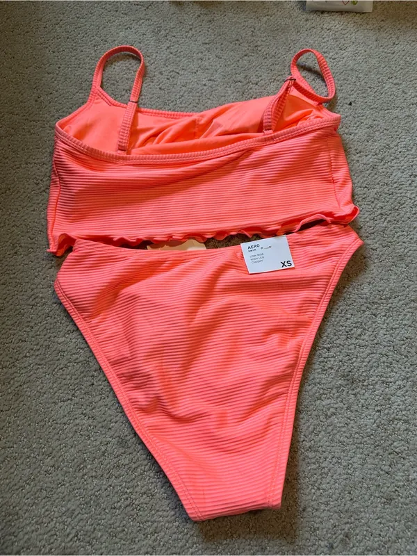 NWT Aeropostale ribbed bikini set coral - Image 4