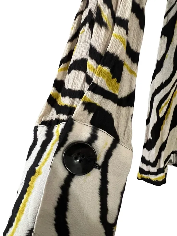 Zara Basic Zebra Print V Neck Shirt Animal High Low Long Sleeve Flowy Top Size S - Image 4