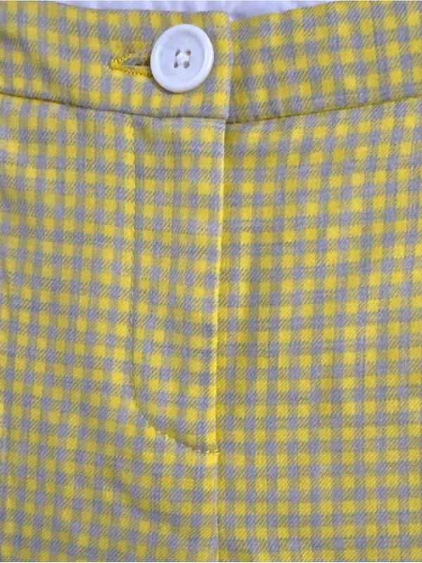 Boden Yellow Gray Check Wool Blend Straight Leg Ankle Pants Pockets Size 10R - Image 2