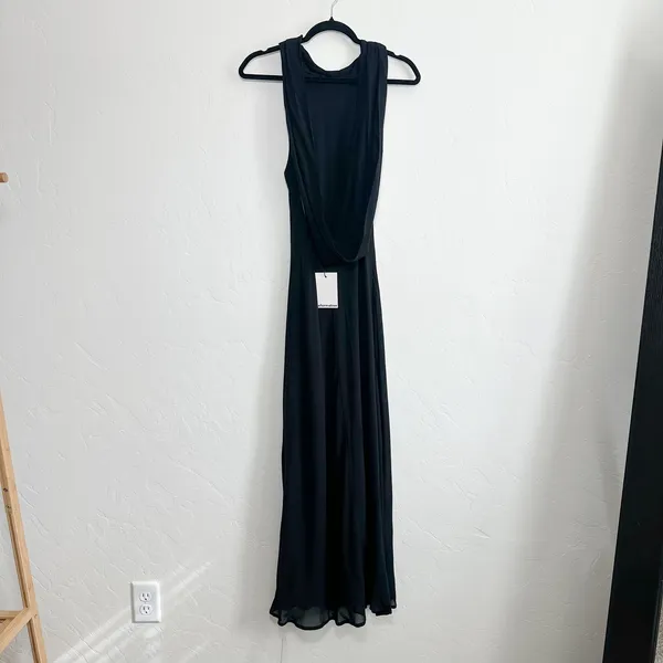 Reformation‎ | NWT Portia Scarf High Draped Neck Open Cowl Back Midi Dress Black - Image 6