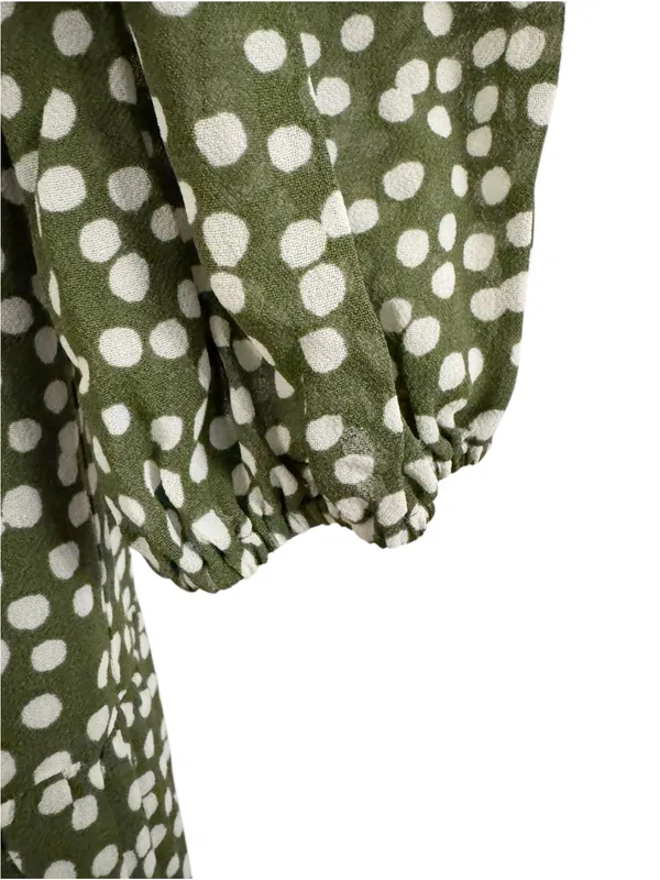 REFORMATION Kellie Maxi Tiered Dress Green Moiret Polka Dots Size 2 - Image 7