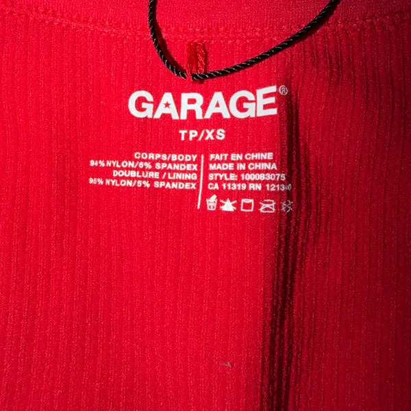 Garage red cropped ribbed tank top - Image 3