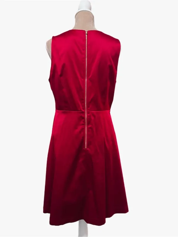 PARIS SUNDAY Red Sateen V Neck Dress Sleeveless Fit Flare Women’s Sz L Cocktail - Image 7