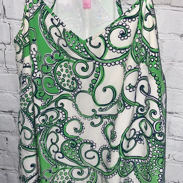Lilly Pulitzer Green & White Paisley Dress Size XS - Image 4