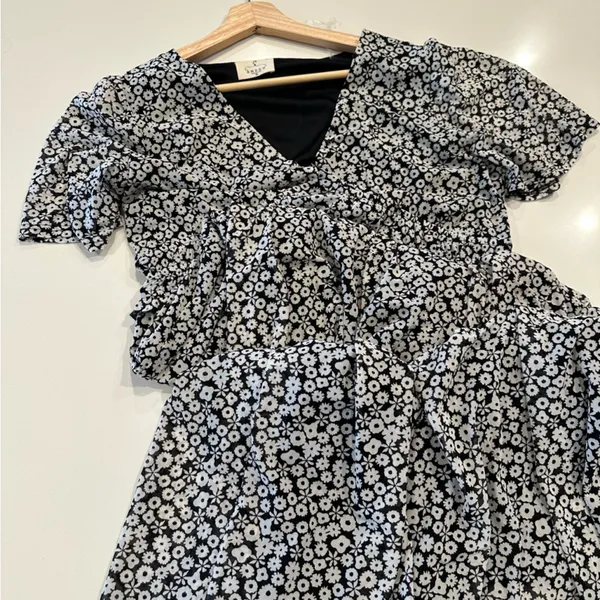 Ember‎ Floral Black and White Maxi Dress XL - Image 6