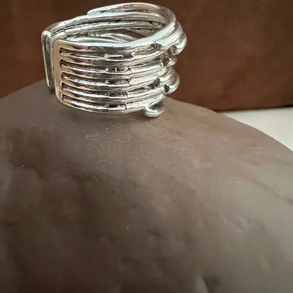 Silver metal stacked wired layer ring - Image 2