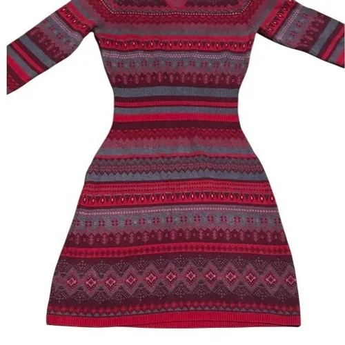 Athleta Womens Red‎ Fair Isle Sweater Dress Long Sleeve Cotton Blend Cabin Small - Image 14