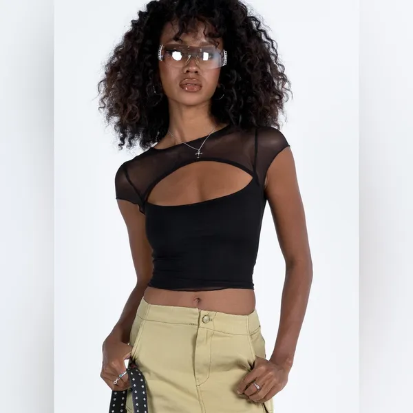 Princess Polly Dobelle Top in Black Size 10 New with tag - Image 2