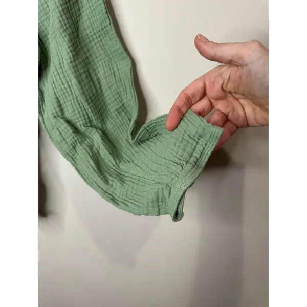 Madewell Women Sz Med Sage Green Peasant Boho Babydoll Top Cotton Gauze - Image 4