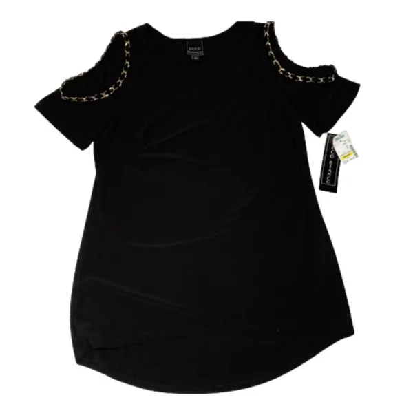 Coco Bianco Top Black Cold Shoulder Gold Chain Strap Detail Top Size Medium NEW - Image 13