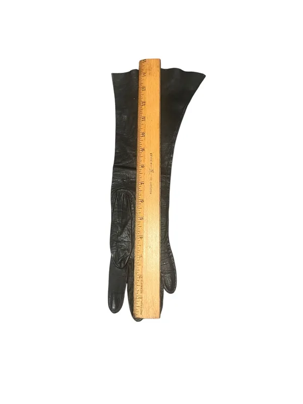 Aris Kasanova Vintage Black Leather Opera Gloves Formal Costume USA 6 1/4 - Image 9
