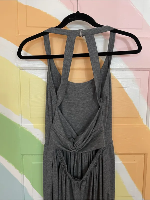 Halara Backless U Neck Twisted Harem Gray Jumpsuit w Pockets Sz M 💚🎀 - Image 7